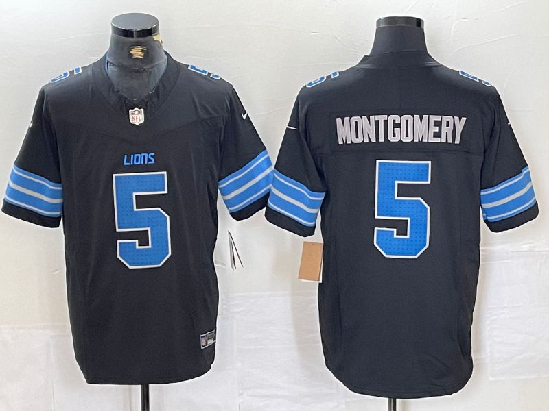Men Detroit Lions #5 Montgomery Black Three generations 2024 Nike Vapor F.U.S.E. Limited NFL Jersey->->NFL Jersey